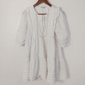 American Eagle Pintuck Ruffle Babydoll Mini Dress White Size XS